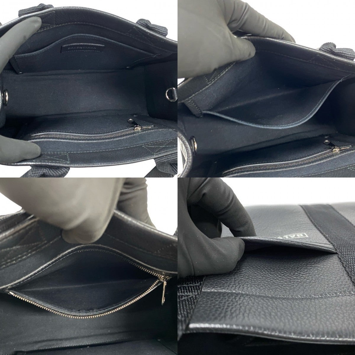BALENCIAGA Shoulder Bag Leather, Nylon black logo Hardware Tote mens(Unisex) Used Authentic
