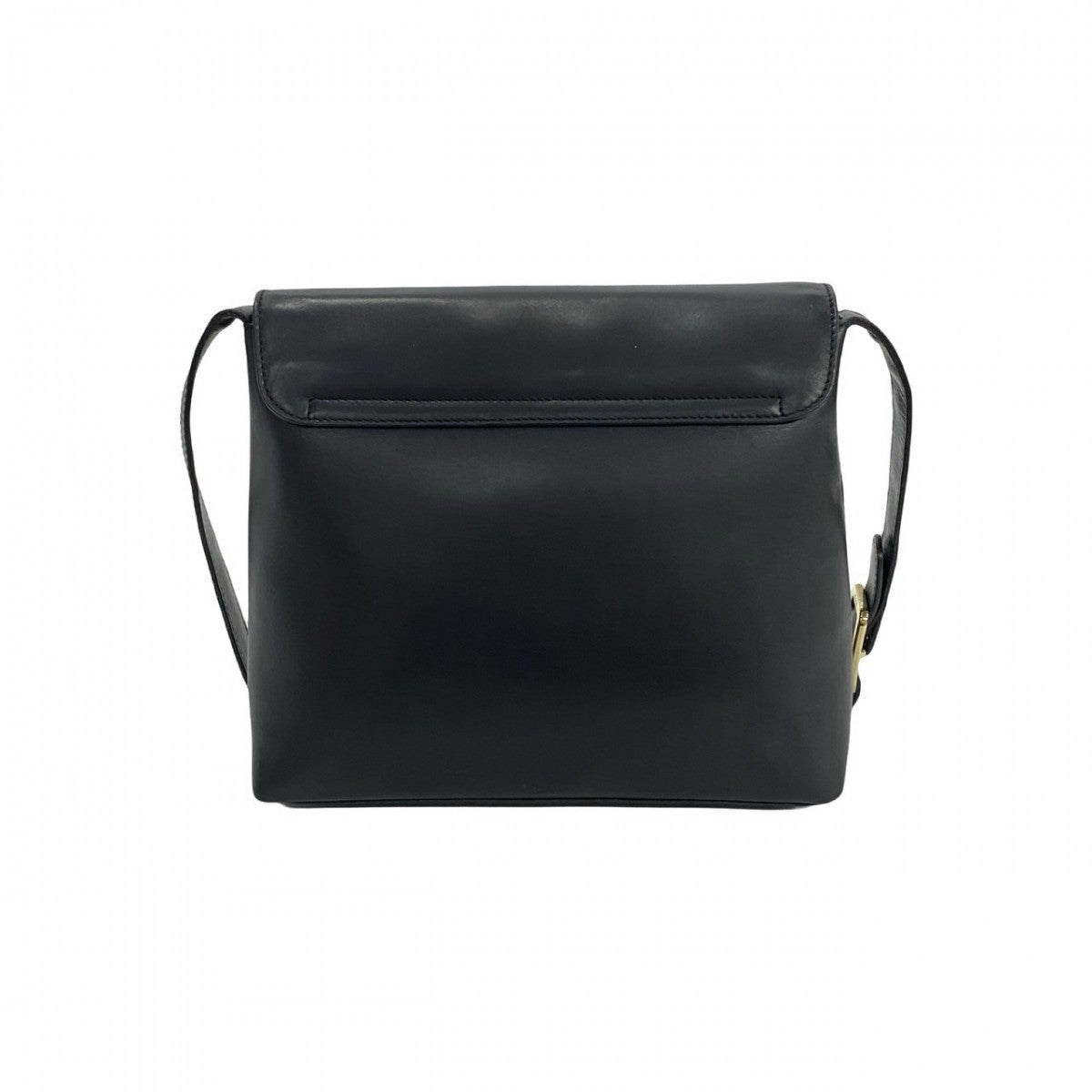 GUCCI Shoulder Bag leather Navy logo Metal Women Used Authentic