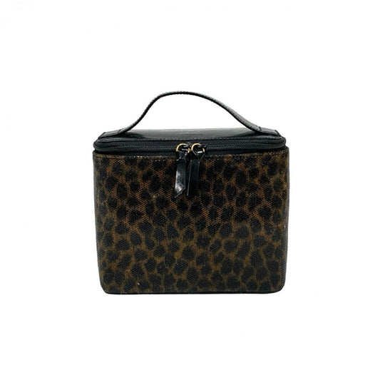 LOEWE Handbag Patent leather, PVC black Leopard Leopard Pattern Women Used Authentic