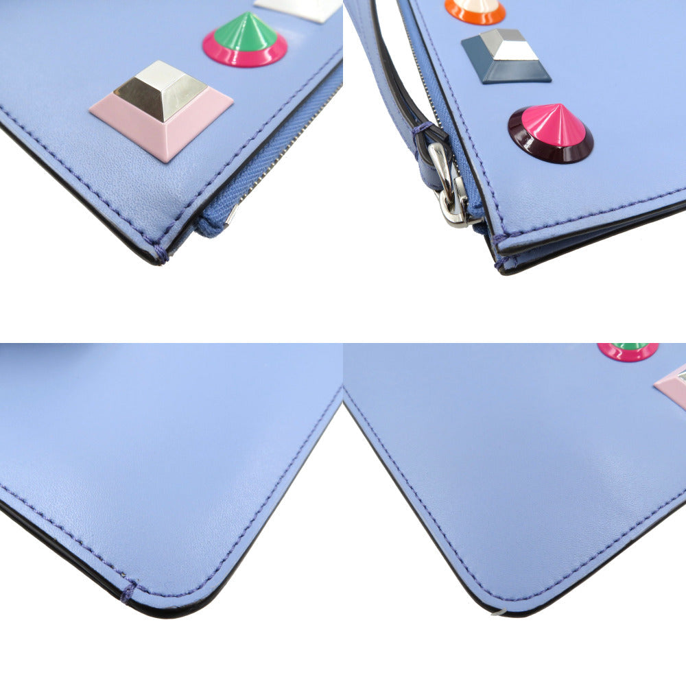 FENDI Pouch 8M0341 leather blue Multi studs Women Used Authentic