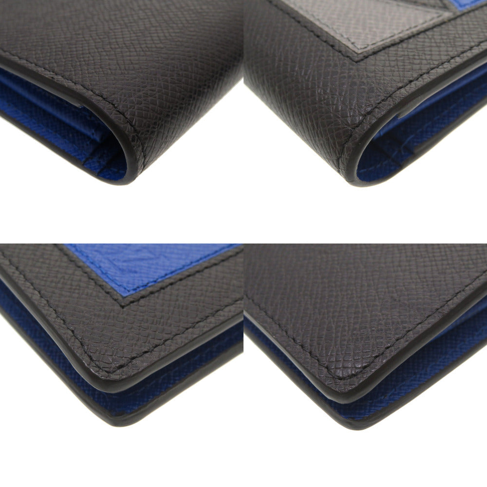 LOUIS VUITTON Long Wallet Purse M30791 Taiga black Taiga Portefeuille Brazza V shape mens Used Authentic