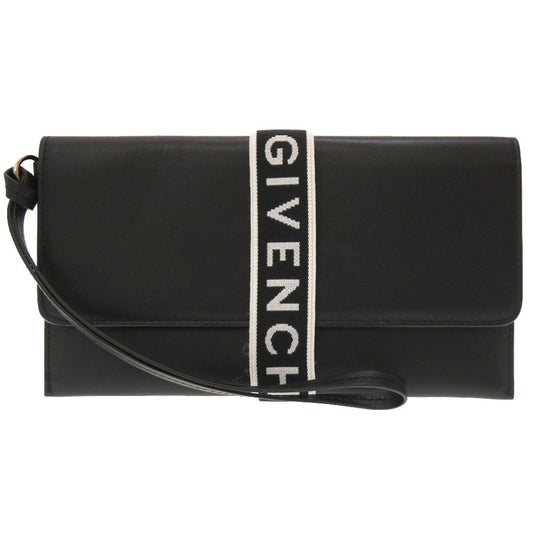 GIVENCHY Clutch bag leather black logo Women Used Authentic
