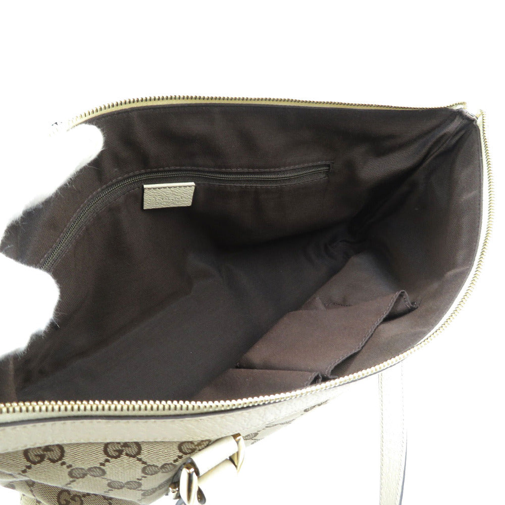 GUCCI Tote Bag 141470 GG canvas, leather beige Abbey line Women Used Authentic