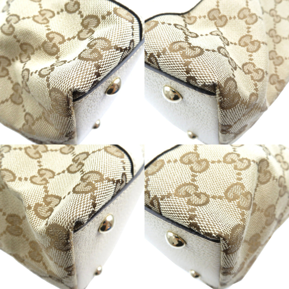 GUCCI Tote Bag 141470 GG canvas, leather beige Abbey line Women Used Authentic