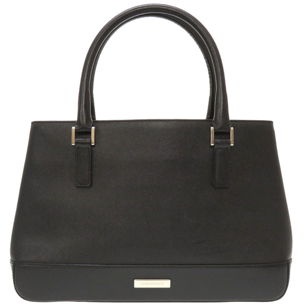 BURBERRY Handbag leather black Check Pattern Women Used Authentic