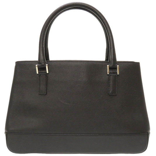 BURBERRY Handbag leather black Check Pattern Women Used Authentic