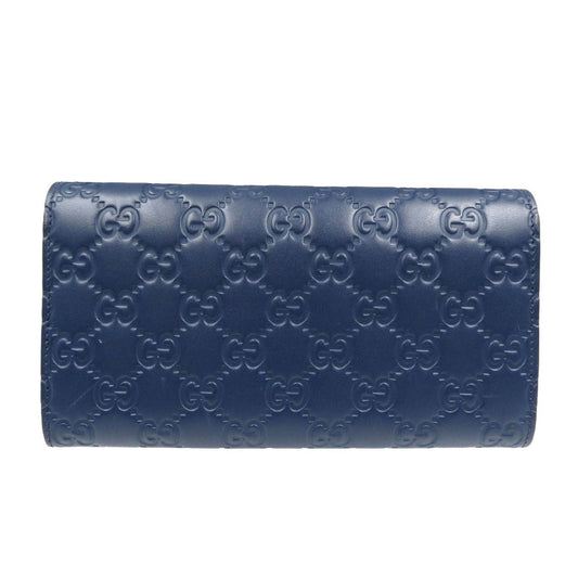 GUCCI Long Wallet Purse 410100 leather Navy Guccisima Women Used Authentic
