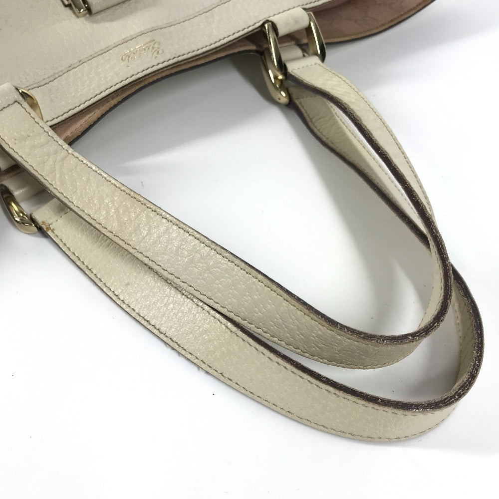 GUCCI Tote Bag 141472 leather white logo Women Used Authentic