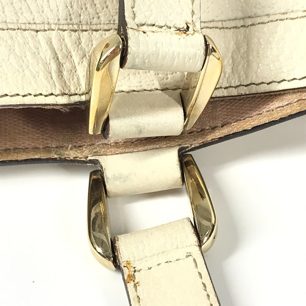 GUCCI Tote Bag 141472 leather white logo Women Used Authentic