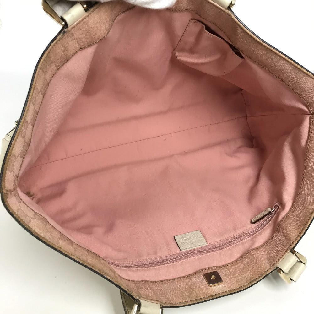 GUCCI Tote Bag 141472 leather white logo Women Used Authentic
