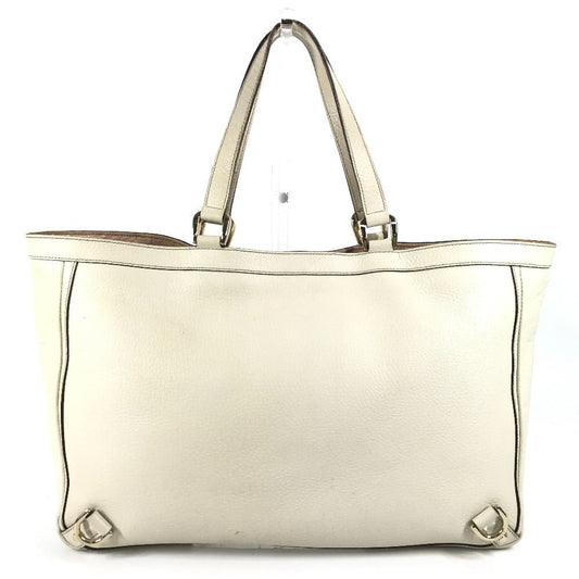 GUCCI Tote Bag 141472 leather white logo Women Used Authentic