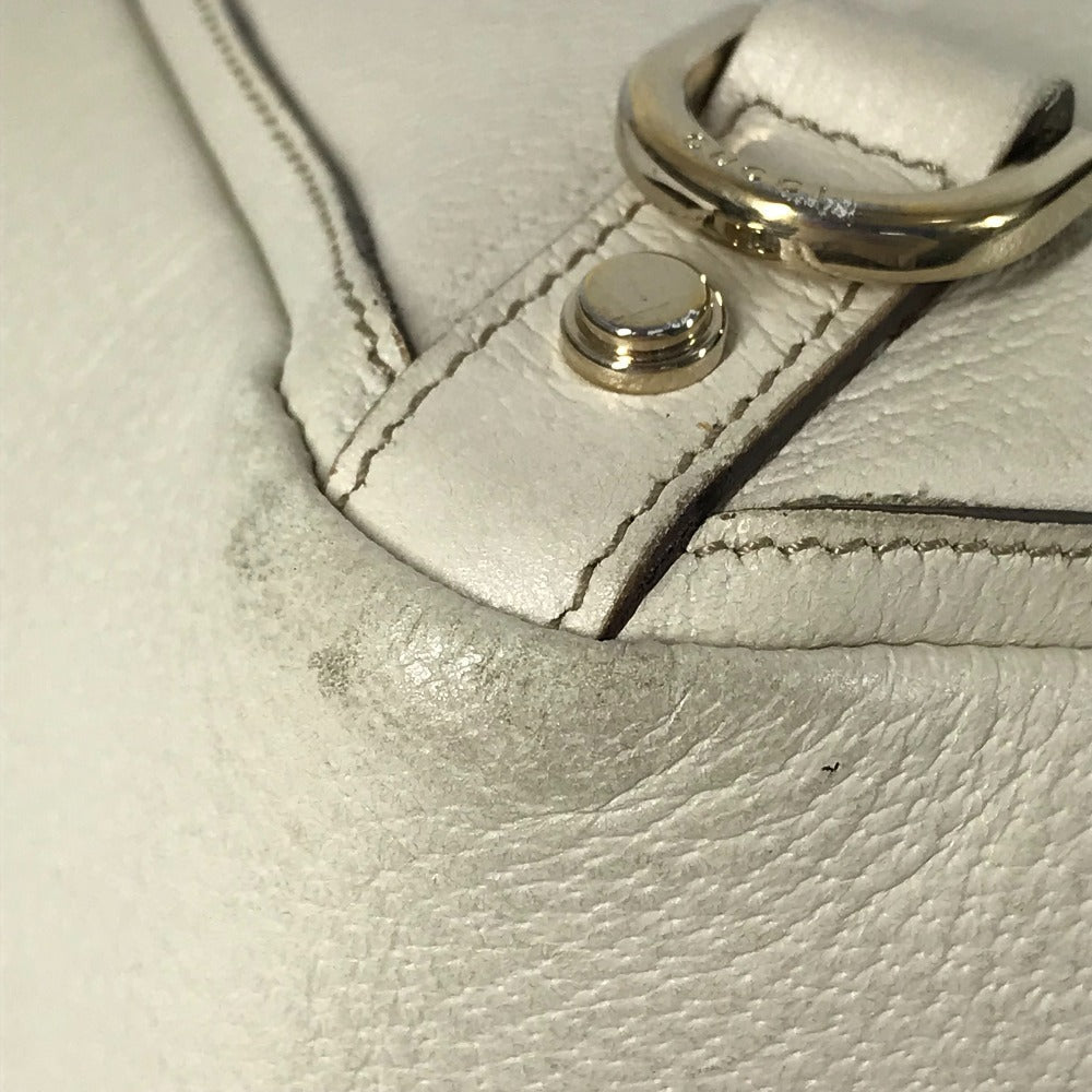 GUCCI Tote Bag 141472 leather white logo Women Used Authentic