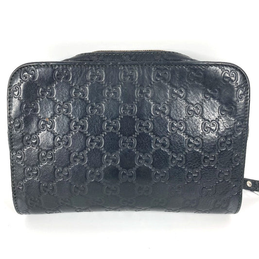 GUCCI business bag 201755 leather black With strap GG Guccisima mens Used Authentic