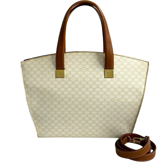 CELINE Shoulder Bag Leather, PVC white Macadam Brazon Women Used Authentic