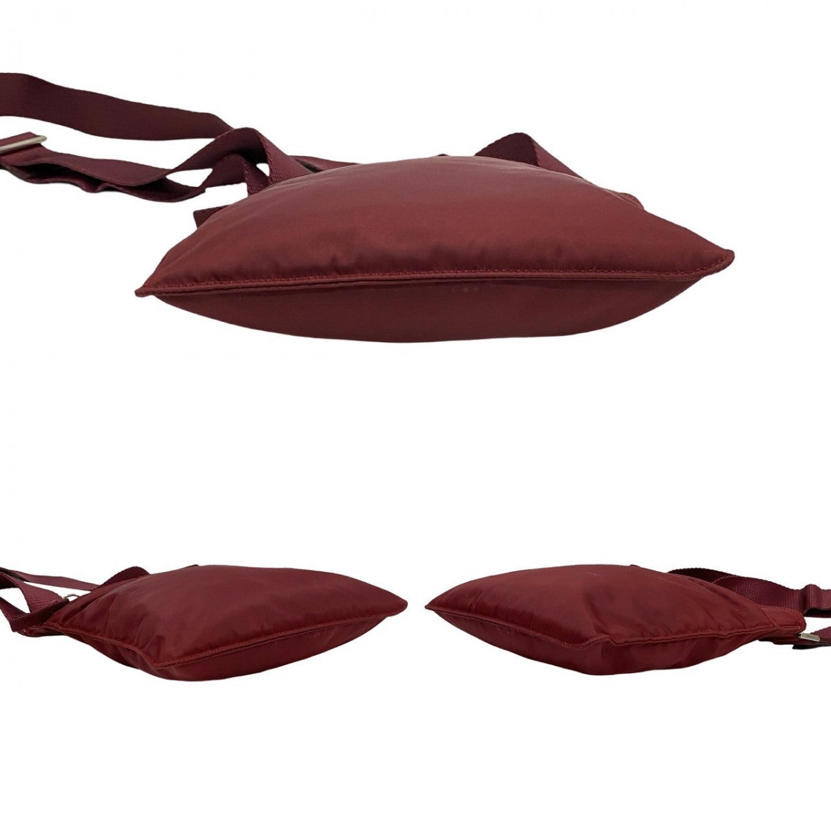 PRADA Shoulder Bag Nylon wine-red Triangle logo Metal Women Used Authentic