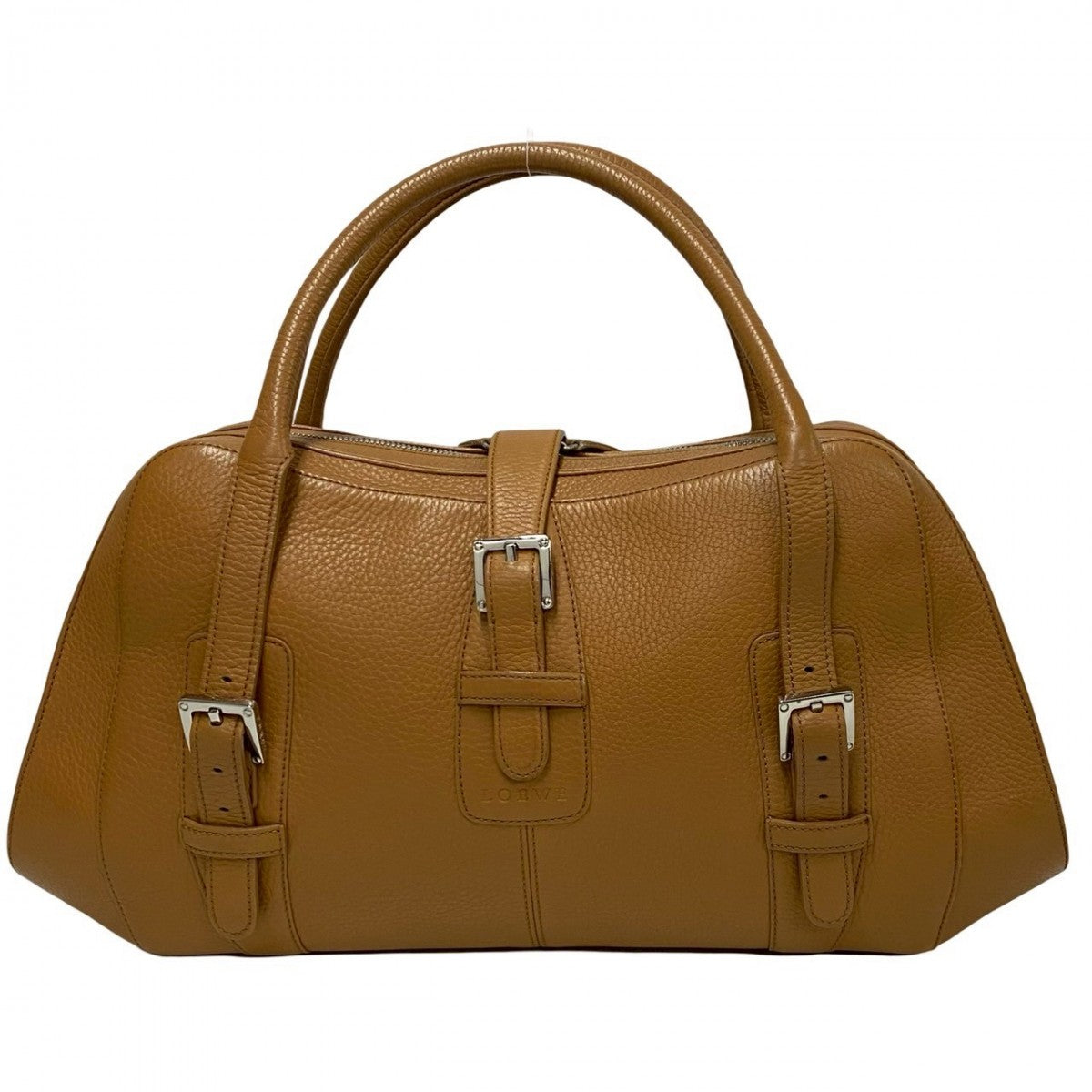 LOEWE Handbag leather Brown logo Sender Women Used Authentic