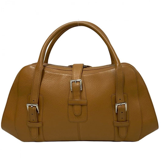 LOEWE Handbag leather Brown logo Sender Women Used Authentic