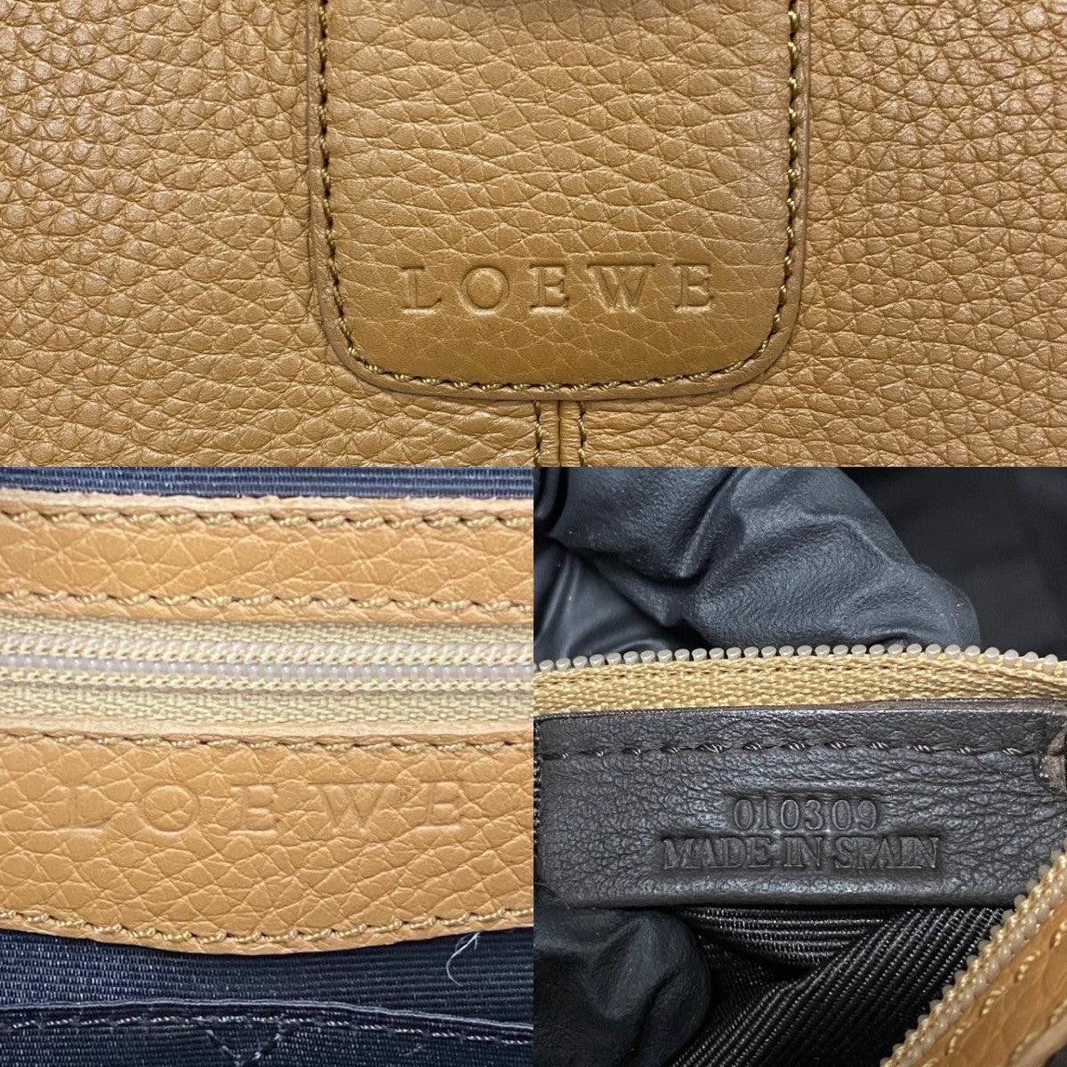 LOEWE Handbag leather Brown logo Sender Women Used Authentic