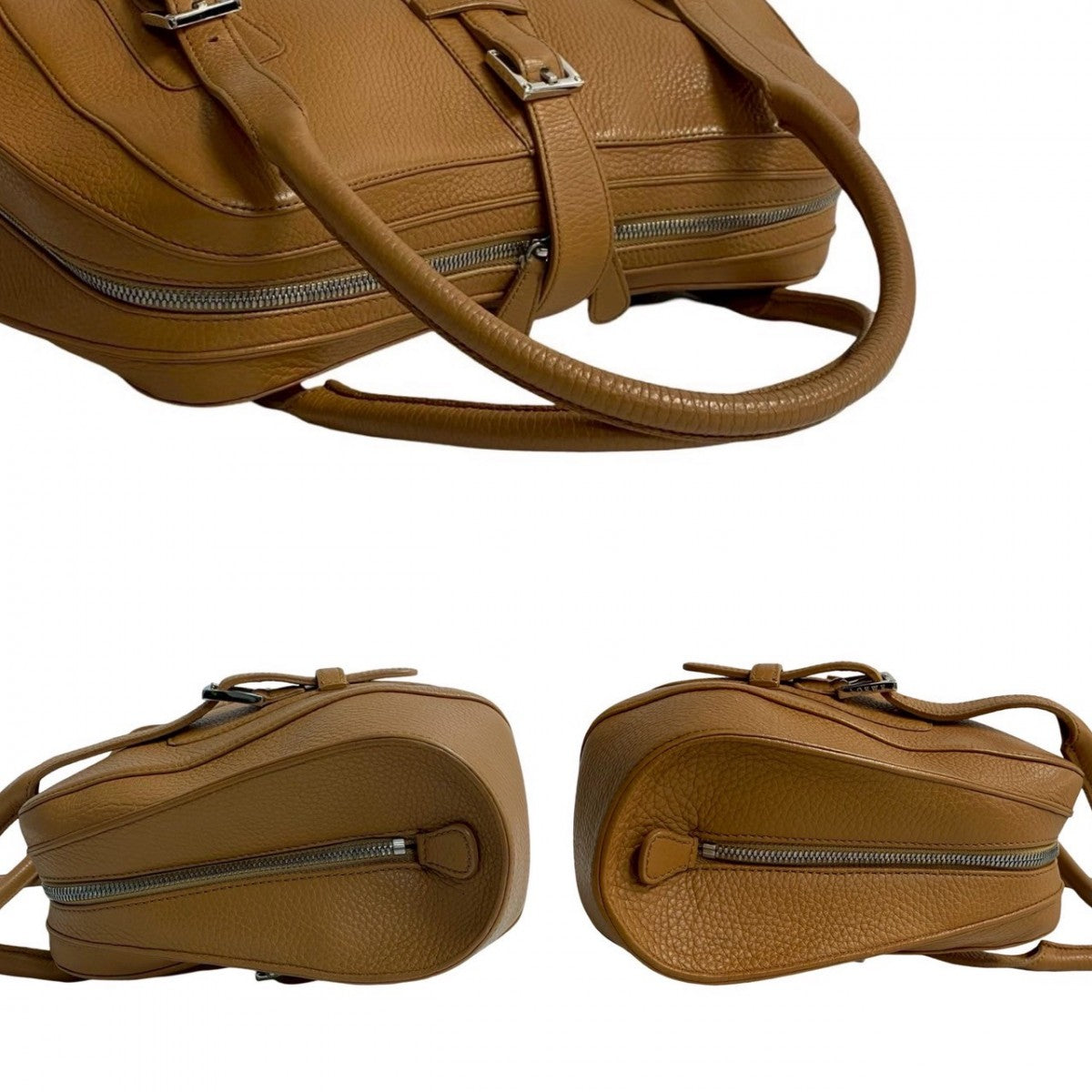 LOEWE Handbag leather Brown logo Sender Women Used Authentic