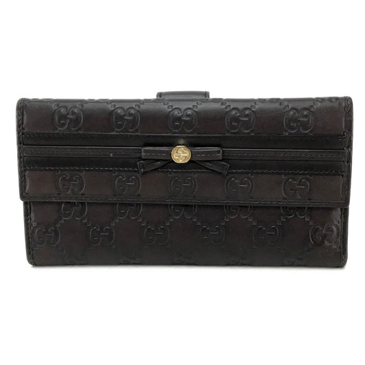 GUCCI Long Wallet Purse 256933 Sima leather Dark brown Guccisima MAYFAIR Women Used Authentic