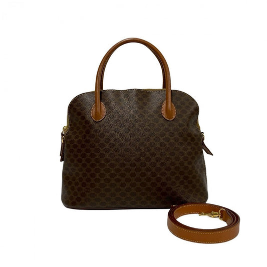 CELINE Shoulder Bag Leather, PVC Brown Macadam Brazon Women Used Authentic