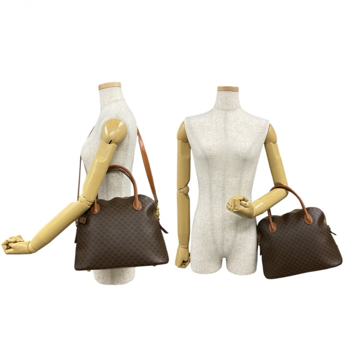 CELINE Shoulder Bag Leather, PVC Brown Macadam Brazon Women Used Authentic