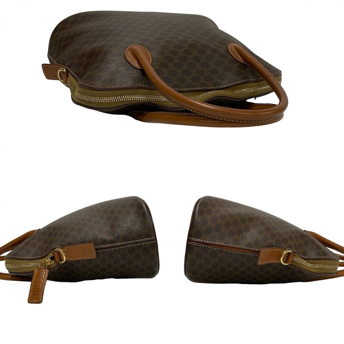 CELINE Shoulder Bag Leather, PVC Brown Macadam Brazon Women Used Authentic