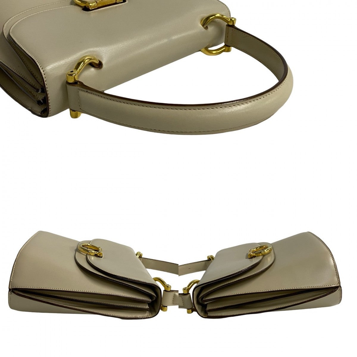 CELINE Handbag Calfskin, Leather beige logo Metal Women Used Authentic