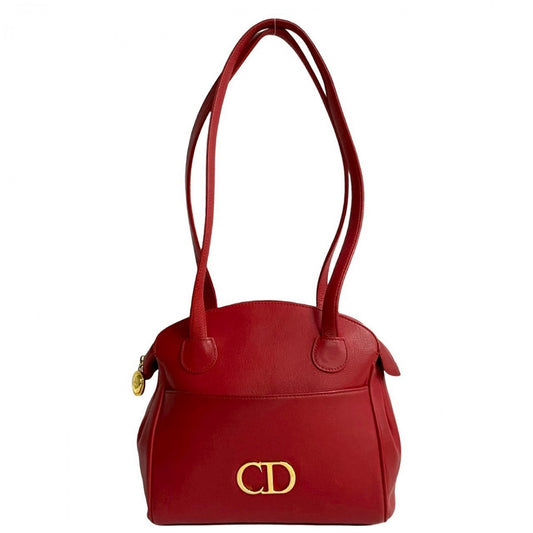 Dior Shoulder Bag leather Red CD logoMetal Women Used Authentic