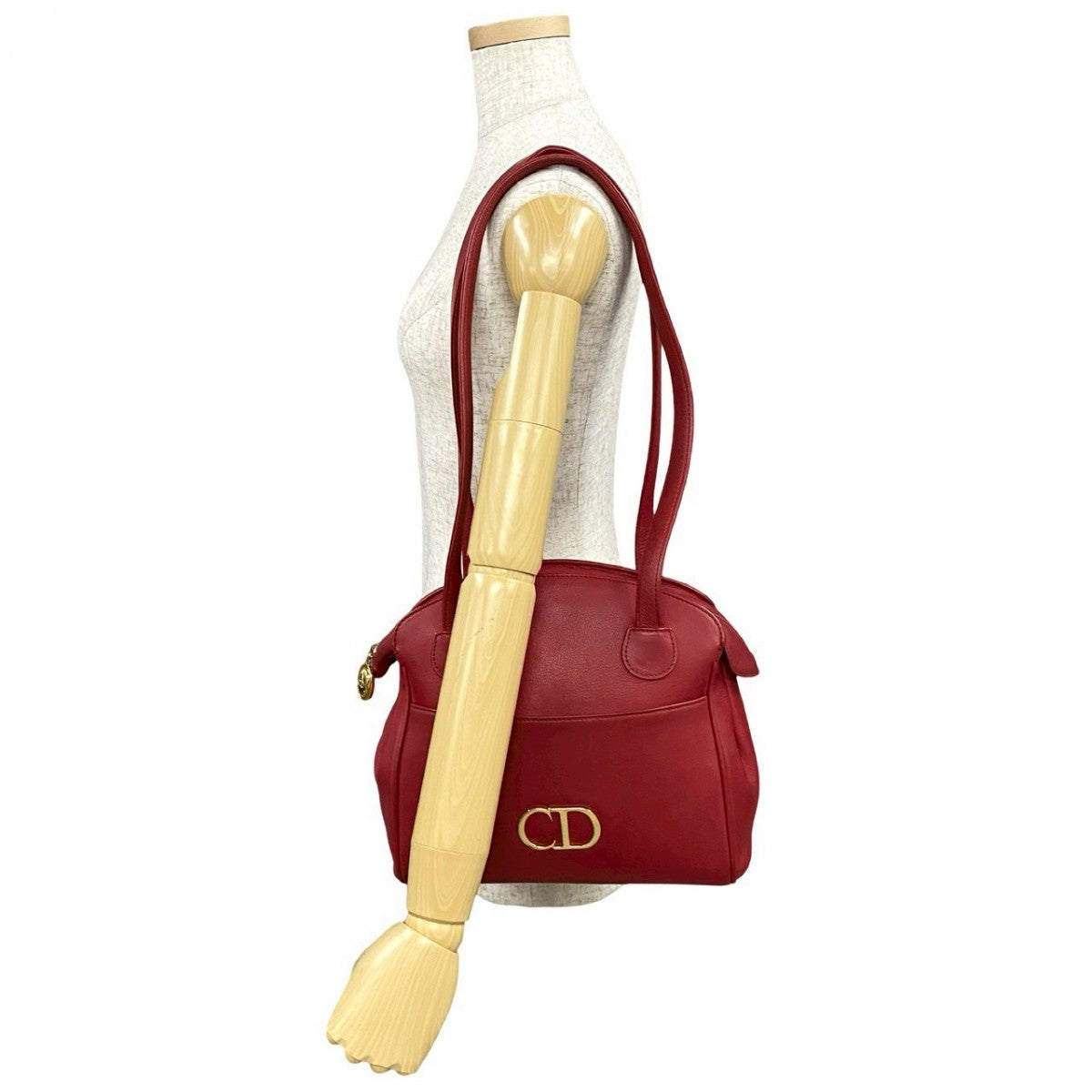 Dior Shoulder Bag leather Red CD logoMetal Women Used Authentic