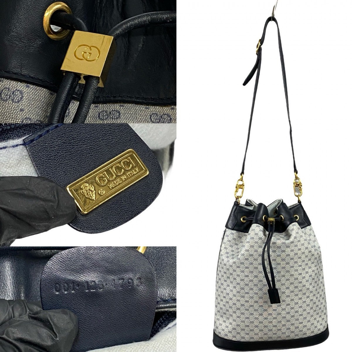 GUCCI Shoulder Bag leather Navy