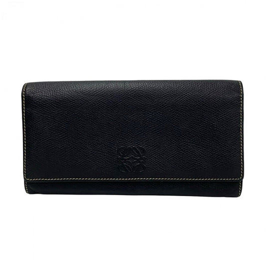 LOEWE Long Wallet Purse leather black Anagram logo Women(Unisex) Used Authentic