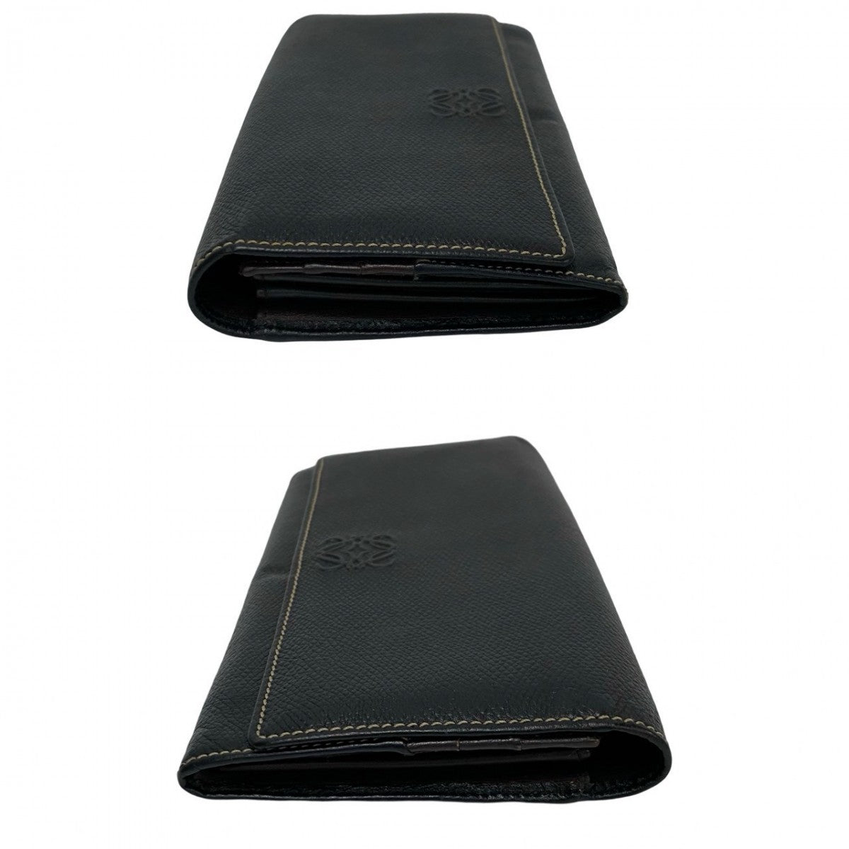 LOEWE Long Wallet Purse leather black Anagram logo Women(Unisex) Used Authentic