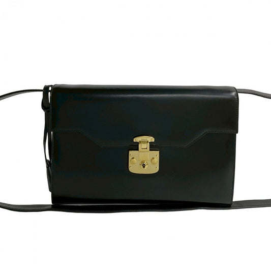 GUCCI Shoulder Bag Leather, Calfskin black Ready lock Women Used Authentic