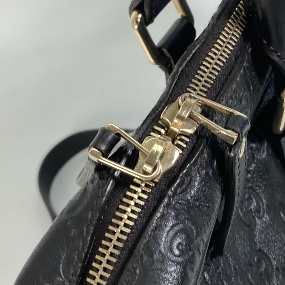 GUCCI Business bag 208463 leather Dark brown Tote Bag handbag Guccisima GG mens Used Authentic