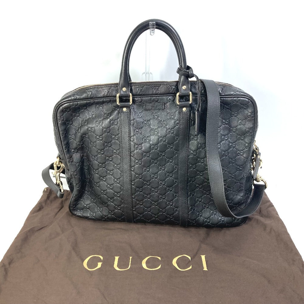 GUCCI Business bag 208463 leather Dark brown Tote Bag handbag Guccisima GG mens Used Authentic