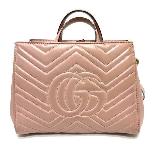 GUCCI Handbag 448054 leather pink GG Marmont Women Used Authentic