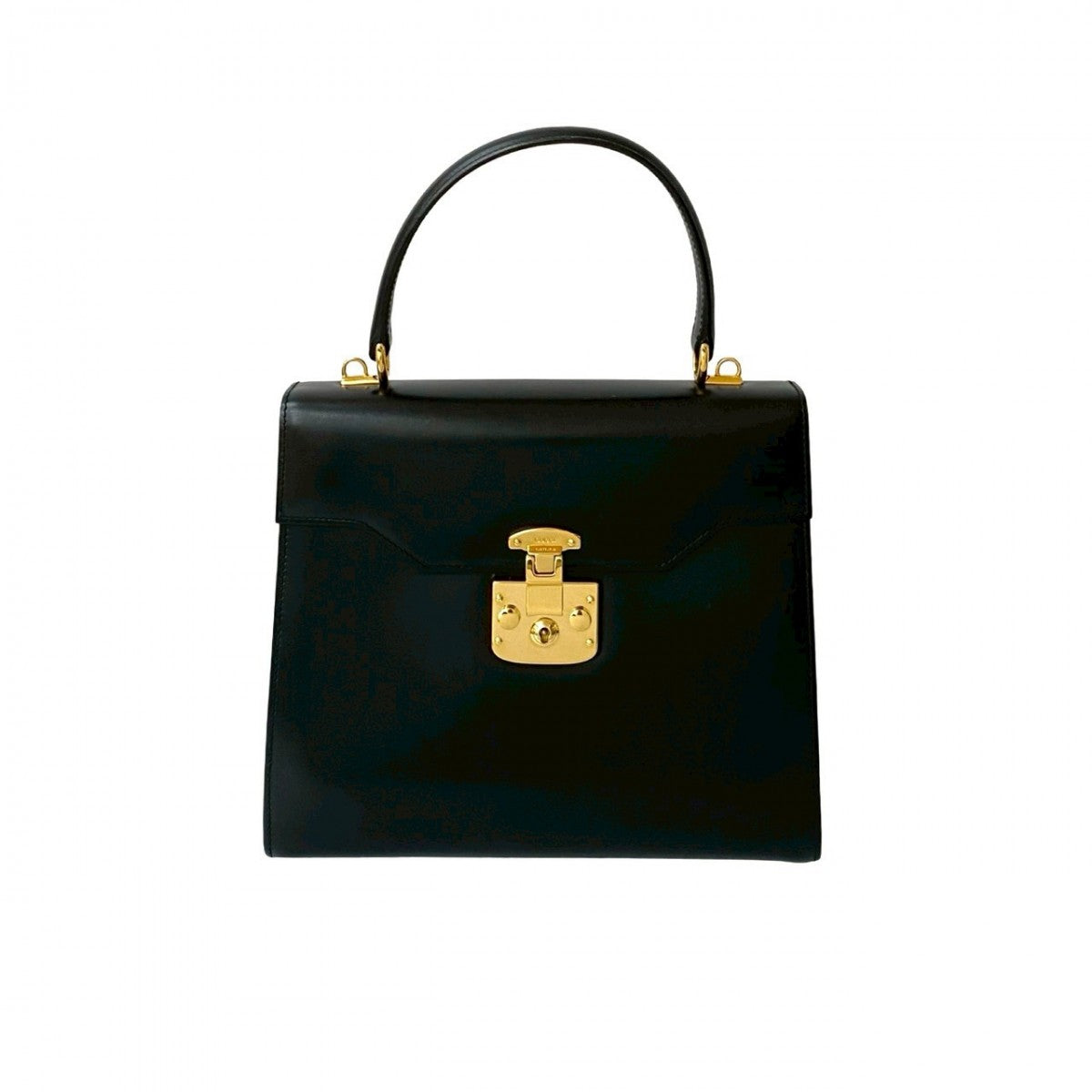 GUCCI Handbag Calfskin, Leather black Lady Rock logo Metal Women Used Authentic