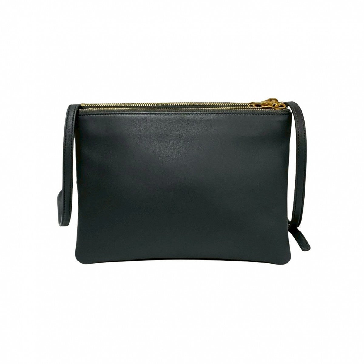 CELINE Shoulder Bag leather gray logo Trio Small Women Used Authentic