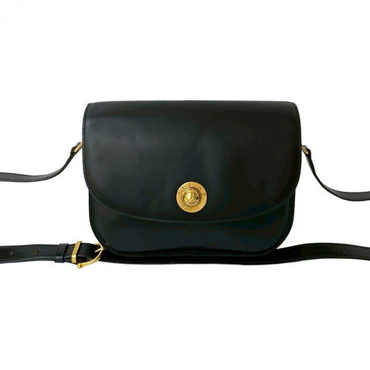 CELINE Shoulder Bag leather black Star Ball logo Metal Women Used Authentic