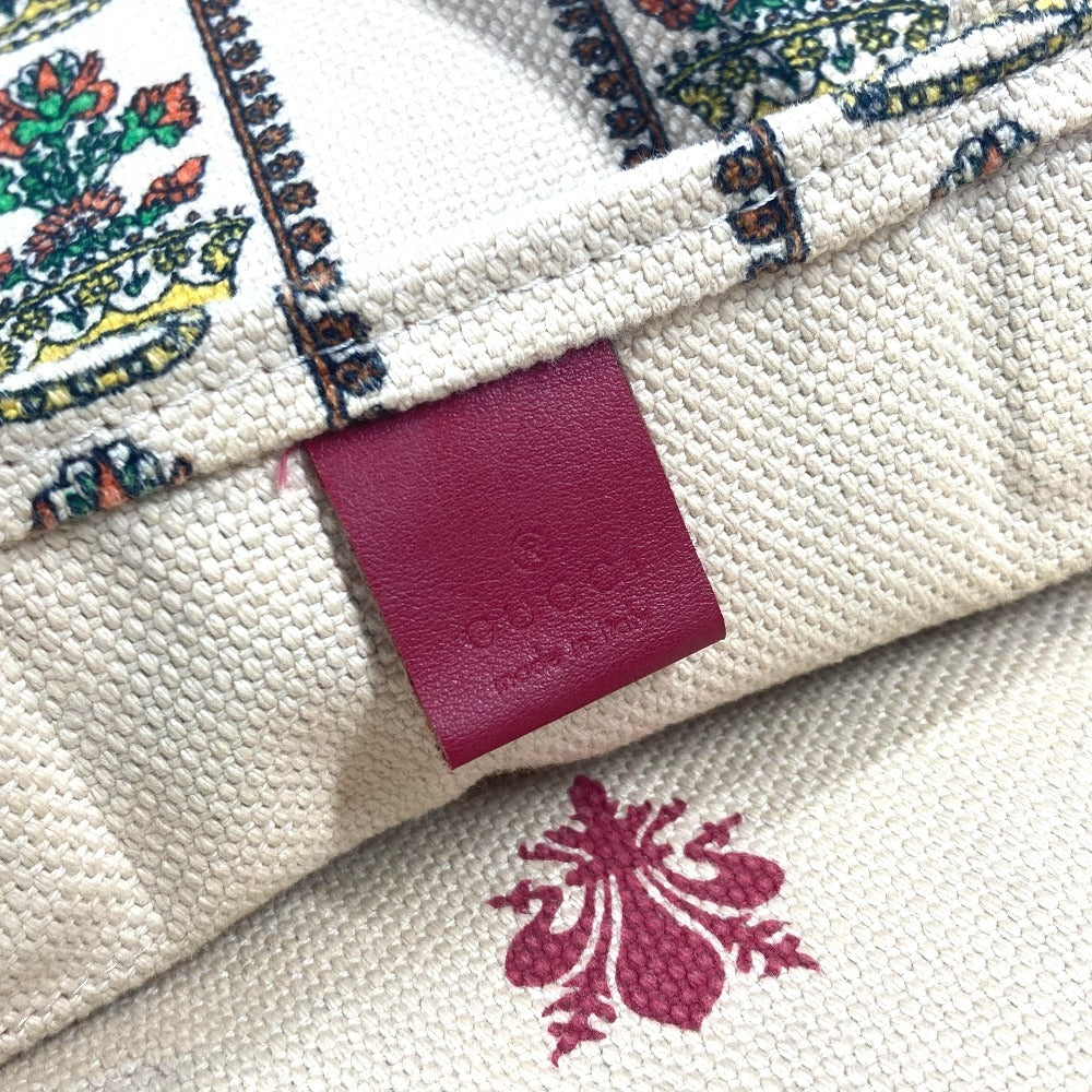 GUCCI Tote Bag canvas beige GARDEN Women Used Authentic