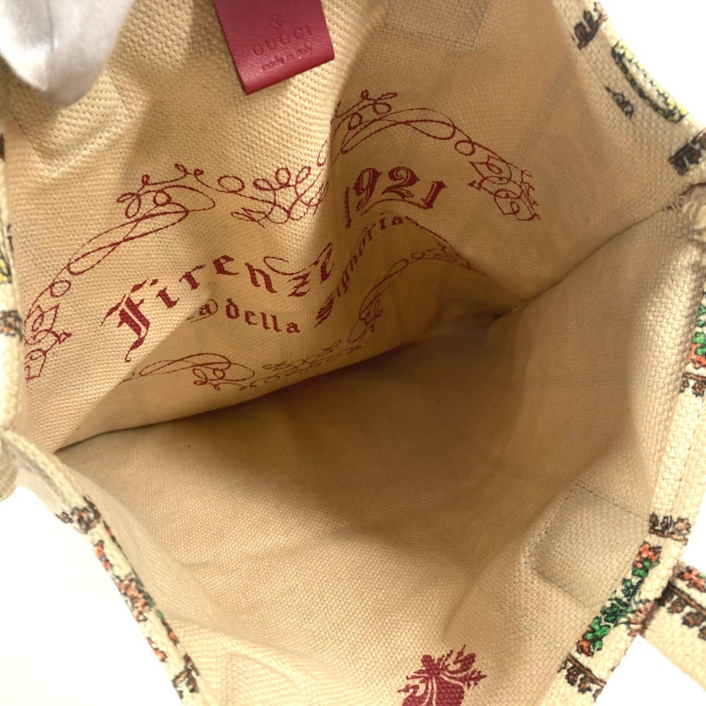 GUCCI Tote Bag canvas beige GARDEN Women Used Authentic