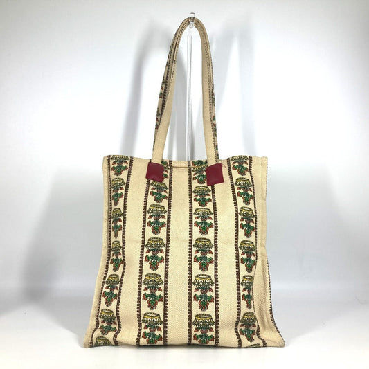 GUCCI Tote Bag canvas beige GARDEN Women Used Authentic
