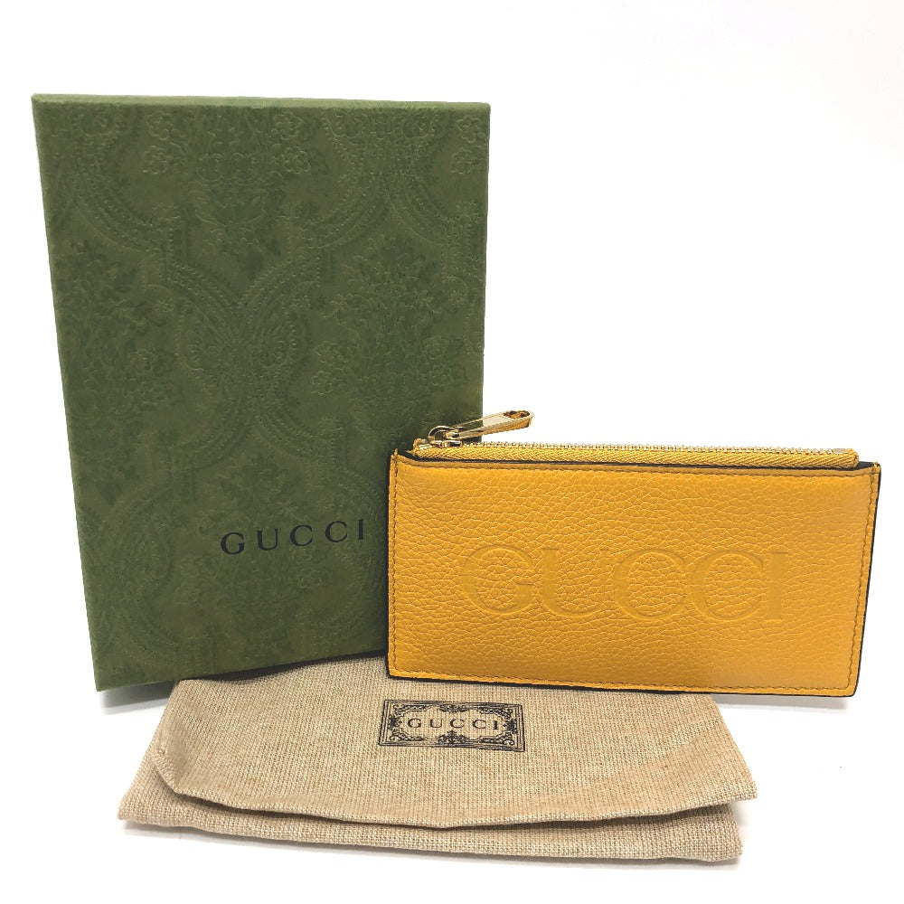 GUCCI Coin case 725550 leather yellow logo fragment case mens Used Authentic