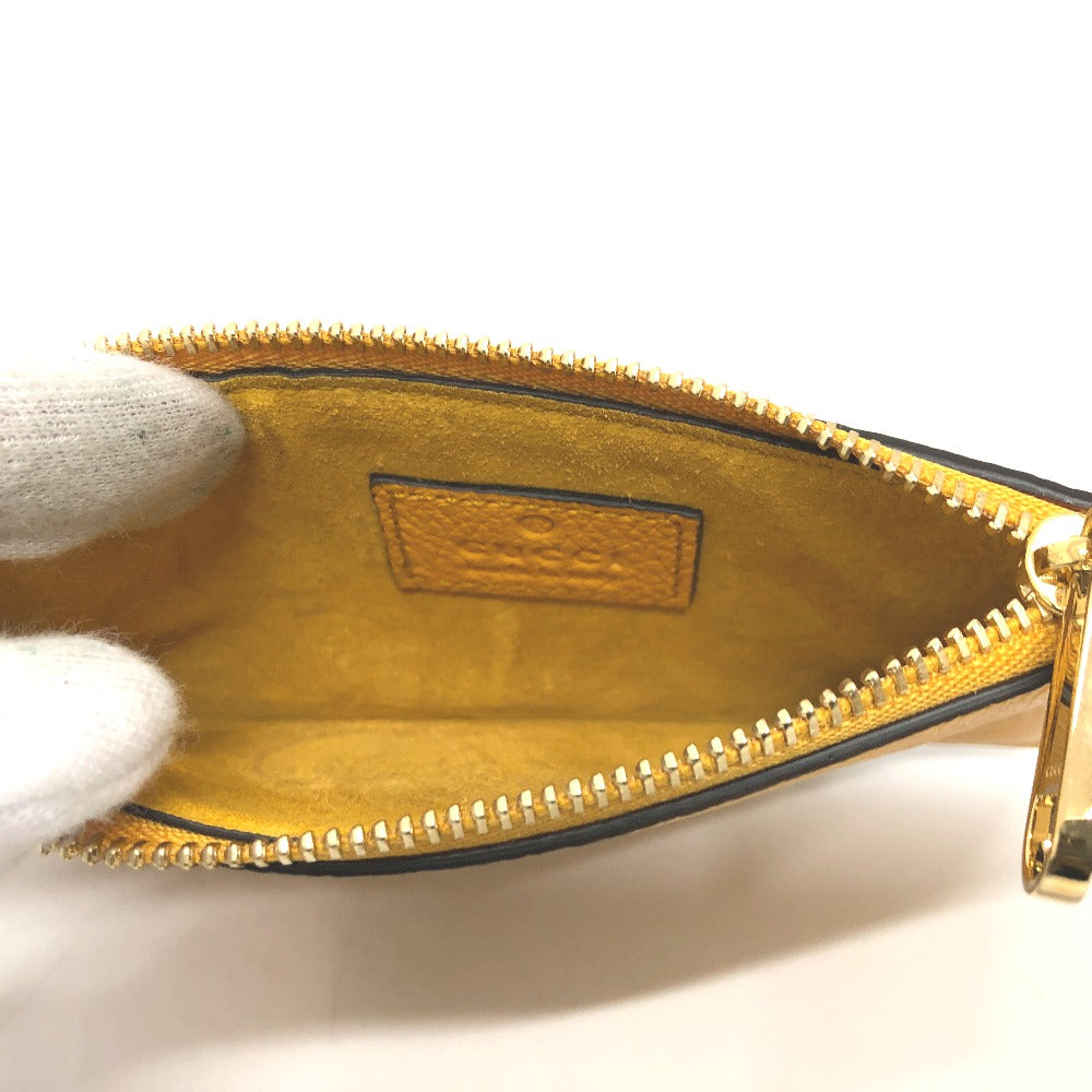 GUCCI Coin case 725550 leather yellow logo fragment case mens Used Authentic