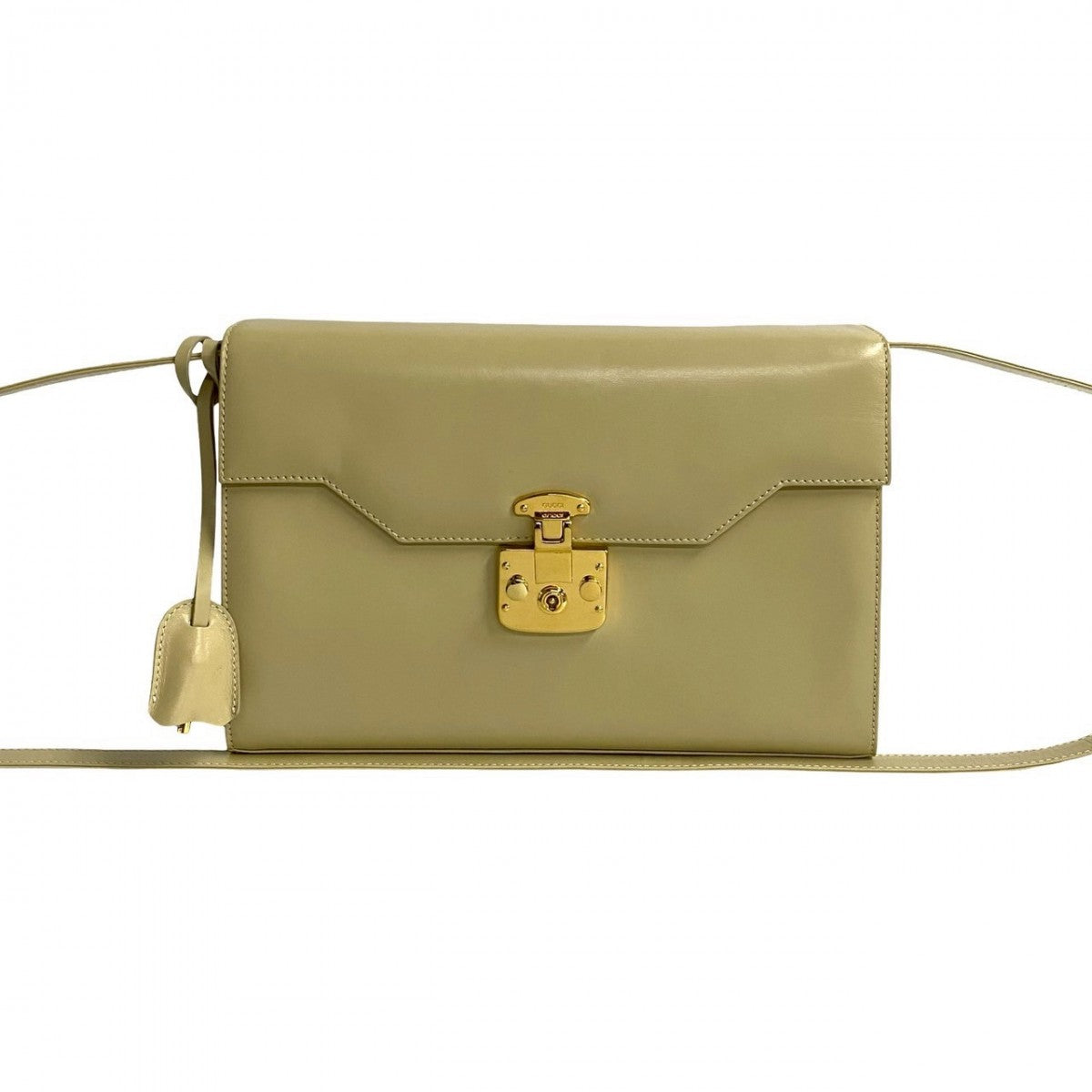 GUCCI Shoulder Bag Calfskin, Leather white Ready lock Women Used Authentic