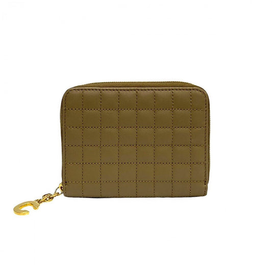 CELINE Coin case leather beige C Charm Compact Wallet Women Used Authentic