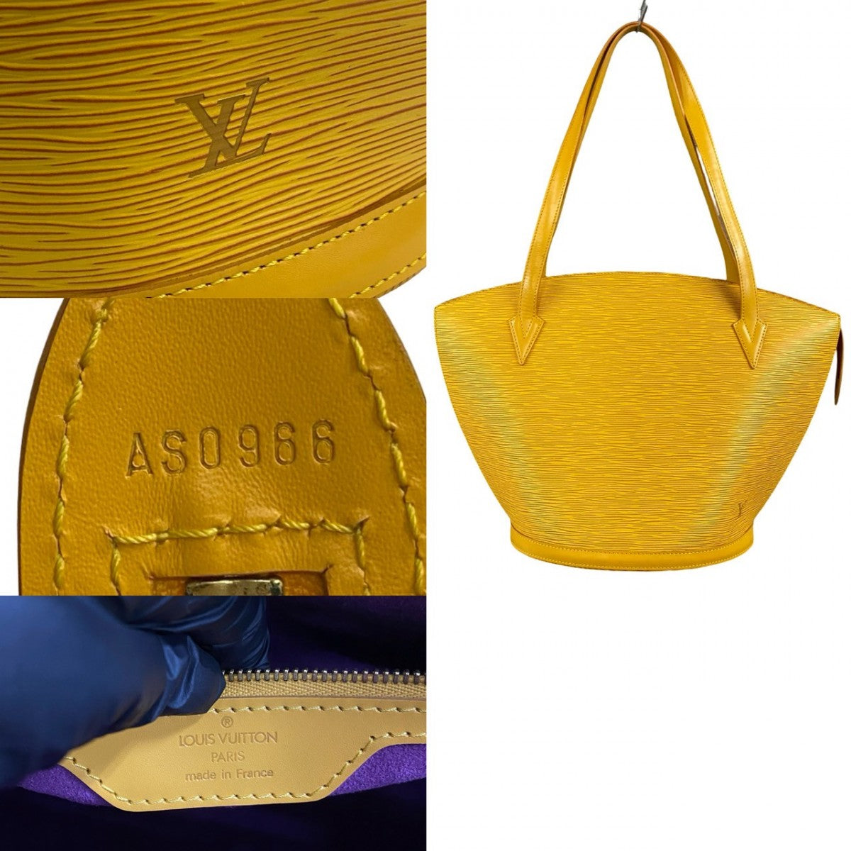 LOUIS VUITTON Tote Bag M52269 Epi Leather yellow Epi Sunjack shopping Women Used Authentic
