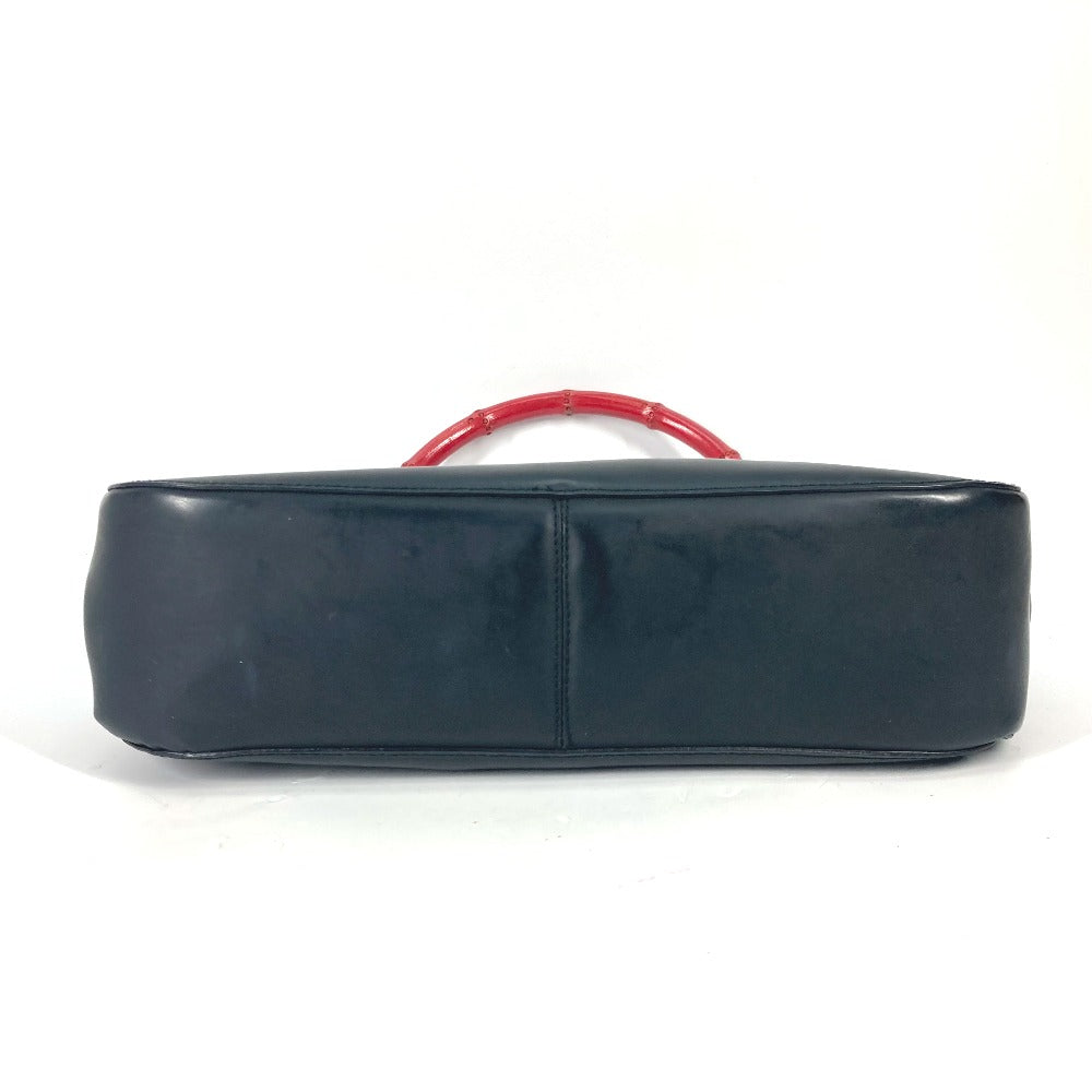 GUCCI Handbag 001 3789 leather black vintage Bamboo Women Used Authentic