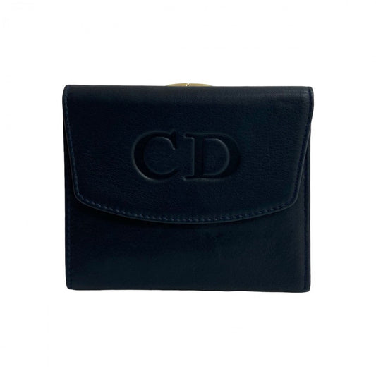 Dior Tri-fold wallet leather Navy